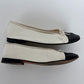 Chanel Classic White Black CC Cap Toe Ballet Flats Size 38C