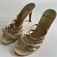 Rare Chanel Iconic "CC" Rhinestone Metallic Leather Sandal Heels size 40