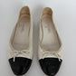 Chanel Classic White Black CC Cap Toe Ballet Flats Size 38C