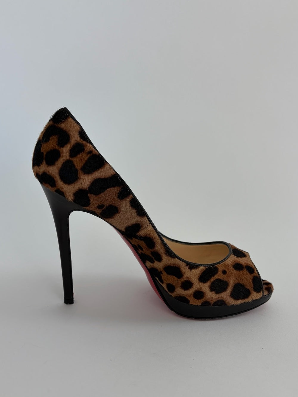 Christian Louboutin Yolanda Pony Leopard Peep-Toe Stiletto Pumps