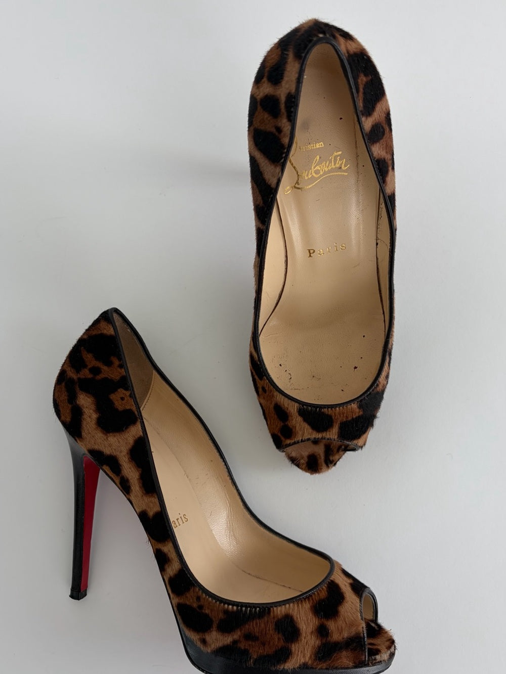 Christian Louboutin Yolanda Pony Leopard Peep-Toe Stiletto Pumps