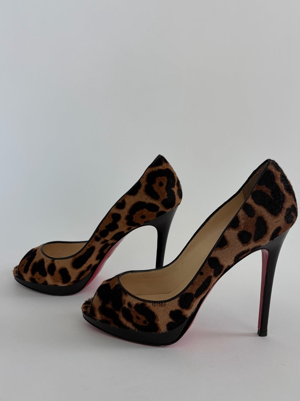 Christian Louboutin Yolanda Pony Leopard Peep-Toe Stiletto Pumps