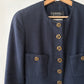 Chanel Vintage 1994 Collection Navy Gold Button Down Tweed Blazer Size 38