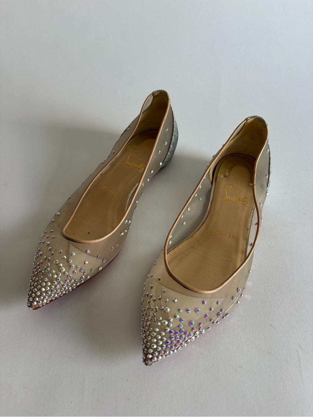 Christian Louboutin Follies Strass Nude Suede leather 37.5