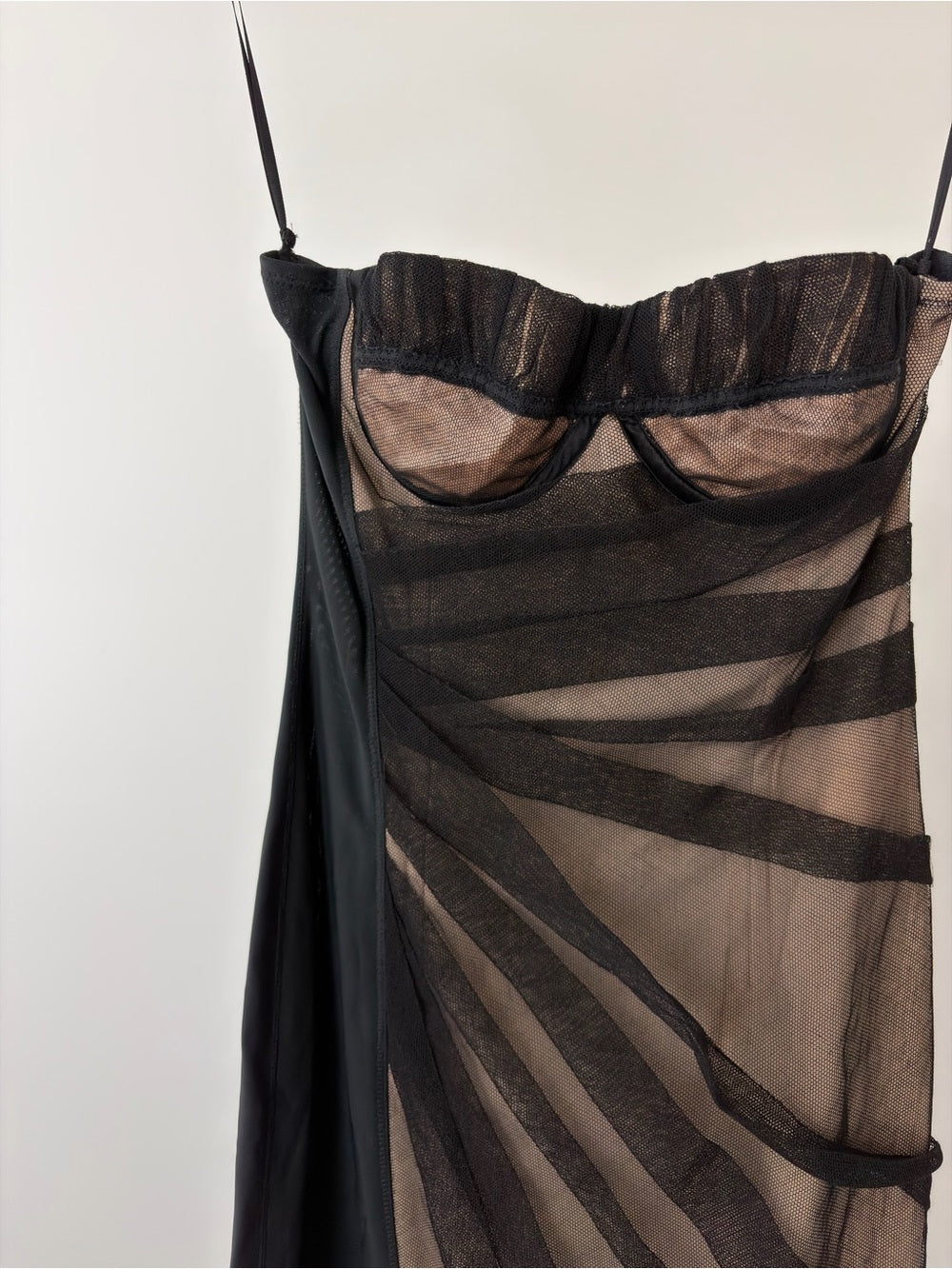 Dolce & Gabbana Vintage 2000's Black Sheer Strapless Mesh Bodycon Dress size S
