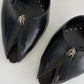 Vintage Yves Saint Laurent Black Leather Zip-Front Mule Heels
