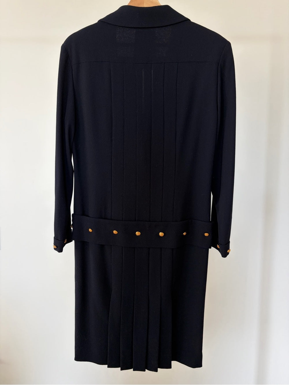 Chanel Vintage 80's Navy Maxi Pleated Dress Size 42