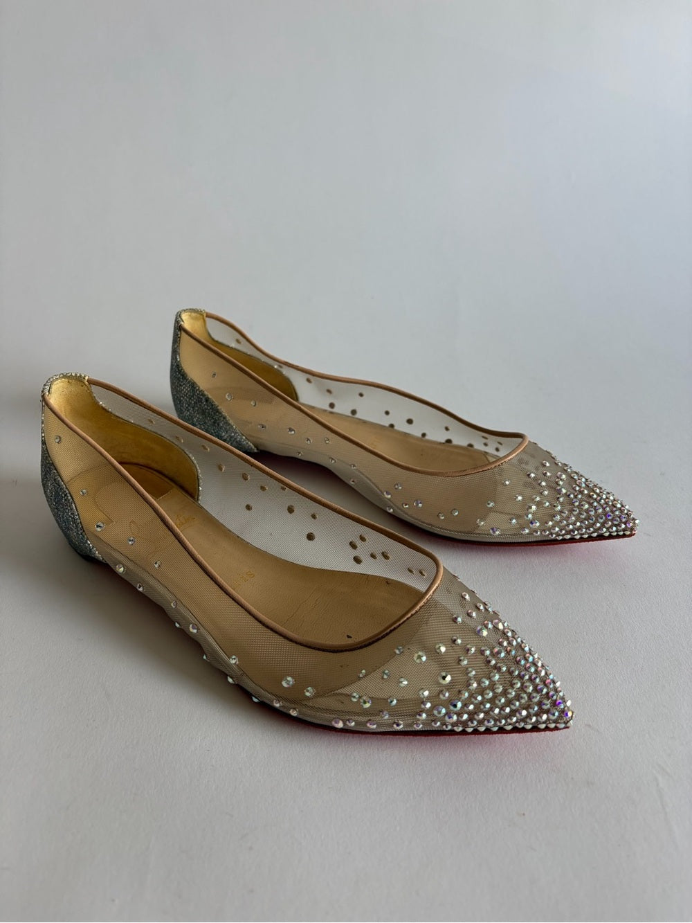 Christian Louboutin Follies Strass Nude Suede leather 37.5