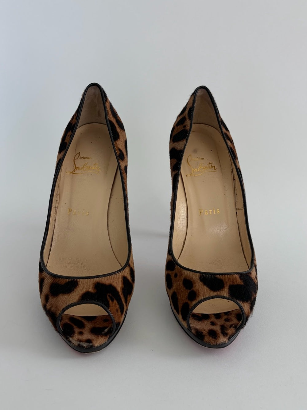 Christian Louboutin Yolanda Pony Leopard Peep-Toe Stiletto Pumps