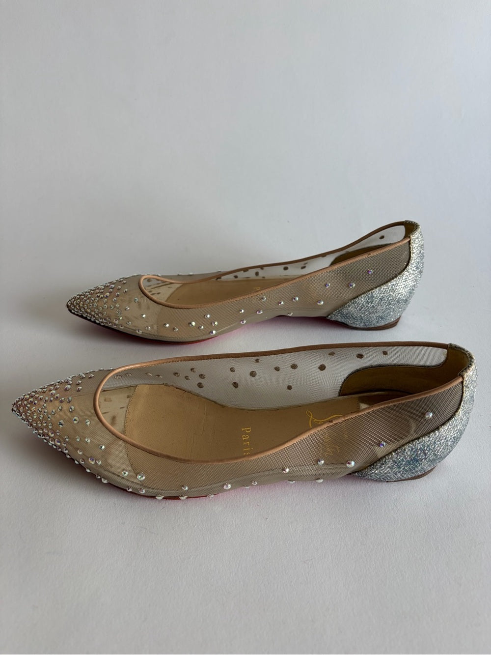 Christian Louboutin Follies Strass Nude Suede leather 37.5
