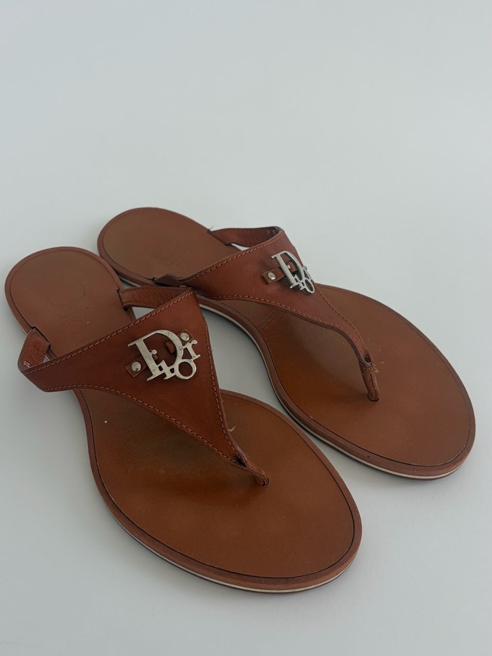 Dior Brown Leather Thong Sandals