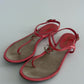 Chanel Interlocking CC Logo Patent Leather T-Strap Sandals Pink