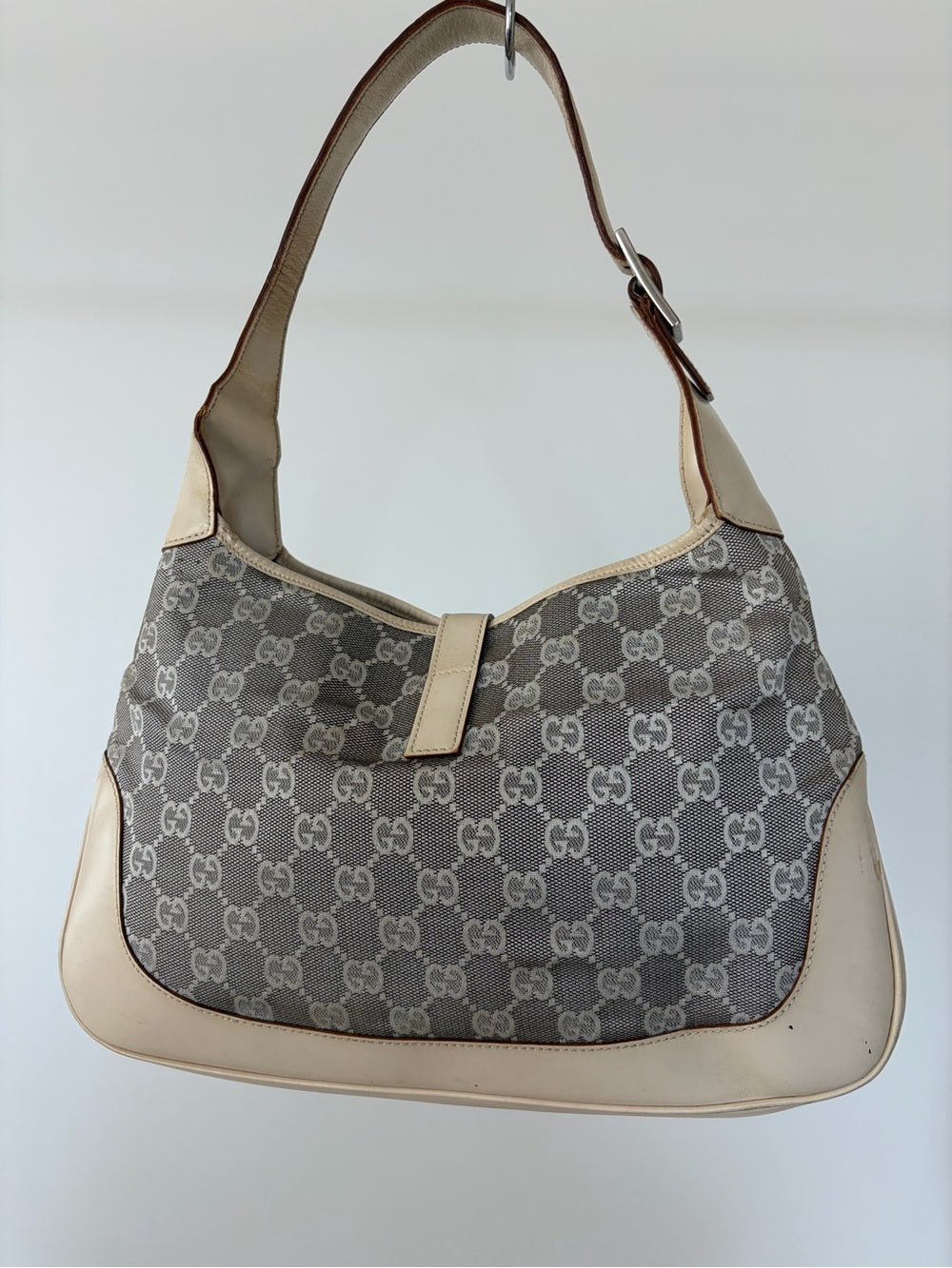 Gucci Vintage GG Canvas Jackie Monogram Cream Handbag