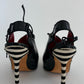 Rare Vintage Manolo Blahnik Zebra heel Eyelet Black Leather Boots