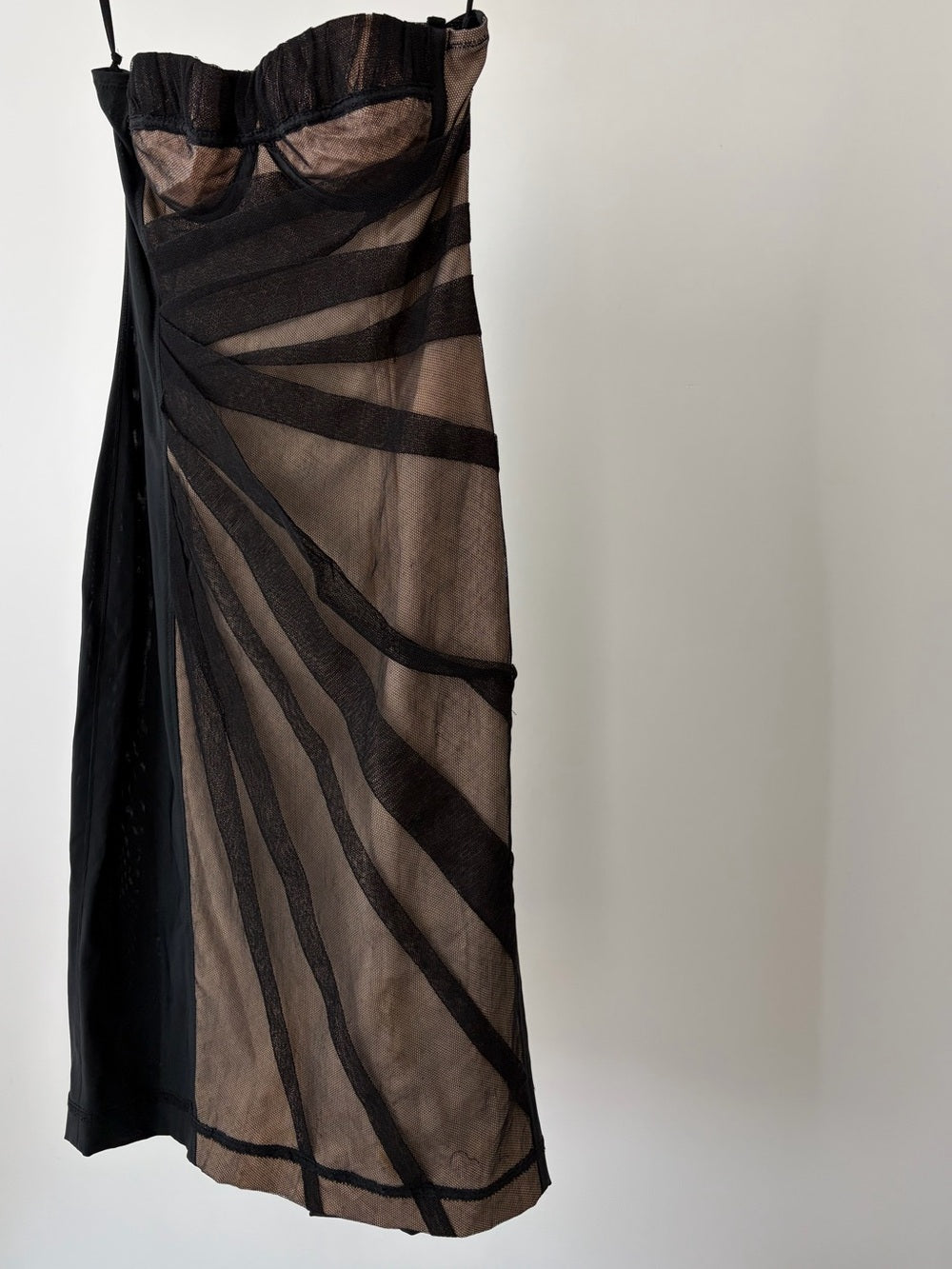 Dolce & Gabbana Vintage 2000's Black Sheer Strapless Mesh Bodycon Dress size S