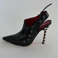 Rare Vintage Manolo Blahnik Zebra heel Eyelet Black Leather Boots