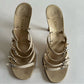 Rare Chanel Iconic "CC" Rhinestone Metallic Leather Sandal Heels size 40