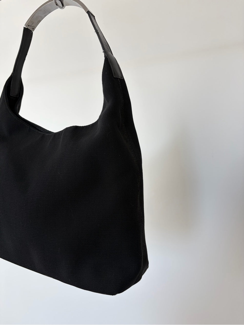 Gucci Tom Ford Black Canvas Metal Strap Handbag