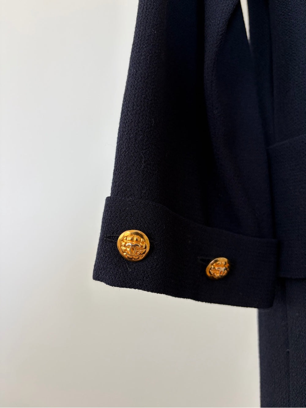 Chanel Vintage 80's Navy Maxi Pleated Dress Size 42