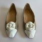 CHANEL TWEED BEIGE CAMELLIA POINTED TOE FLATS