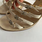 Rare Chanel Iconic "CC" Rhinestone Metallic Leather Sandal Heels size 40