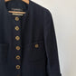 Chanel Vintage 1994 Collection Navy Gold Button Down Tweed Blazer Size 38