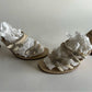 Rare Chanel Iconic "CC" Rhinestone Metallic Leather Sandal Heels size 40