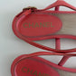 Chanel Interlocking CC Logo Patent Leather T-Strap Sandals Pink