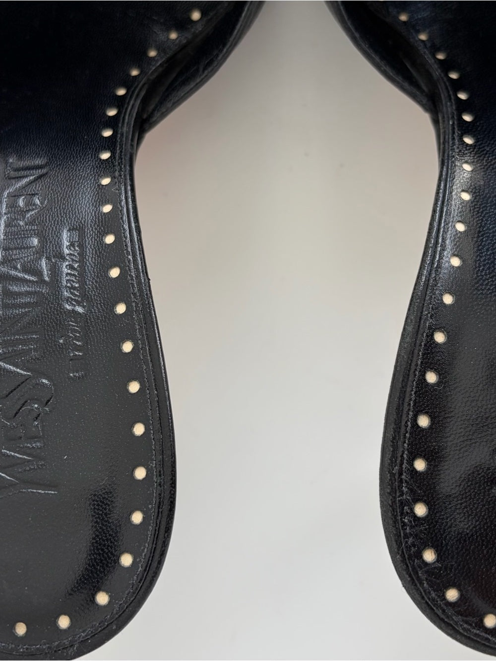 Vintage Yves Saint Laurent Black Leather Zip-Front Mule Heels