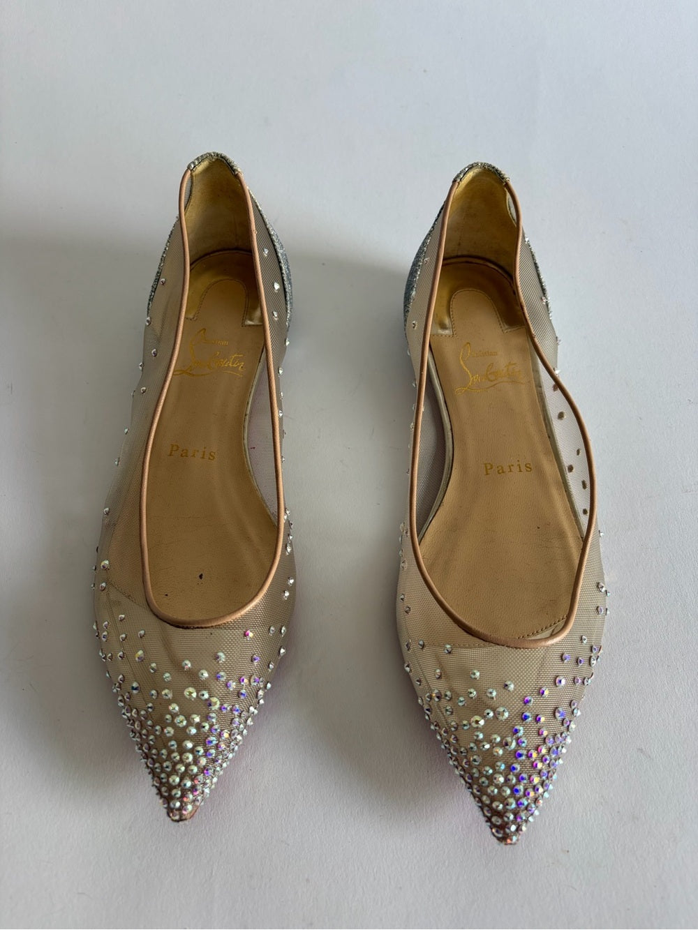 Christian Louboutin Follies Strass Nude Suede leather 37.5